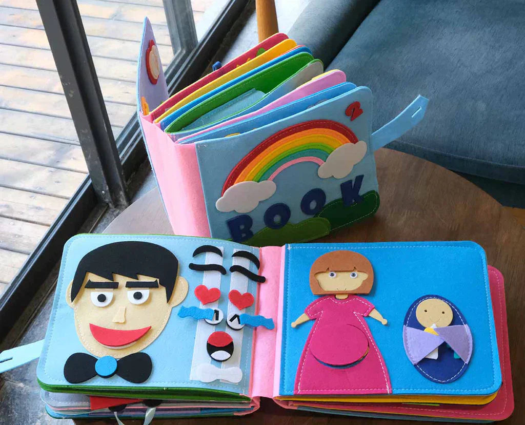 Montessori-aktivitetsbok med filt – interaktivt lärande och berättarkul för barn MILA Sverige