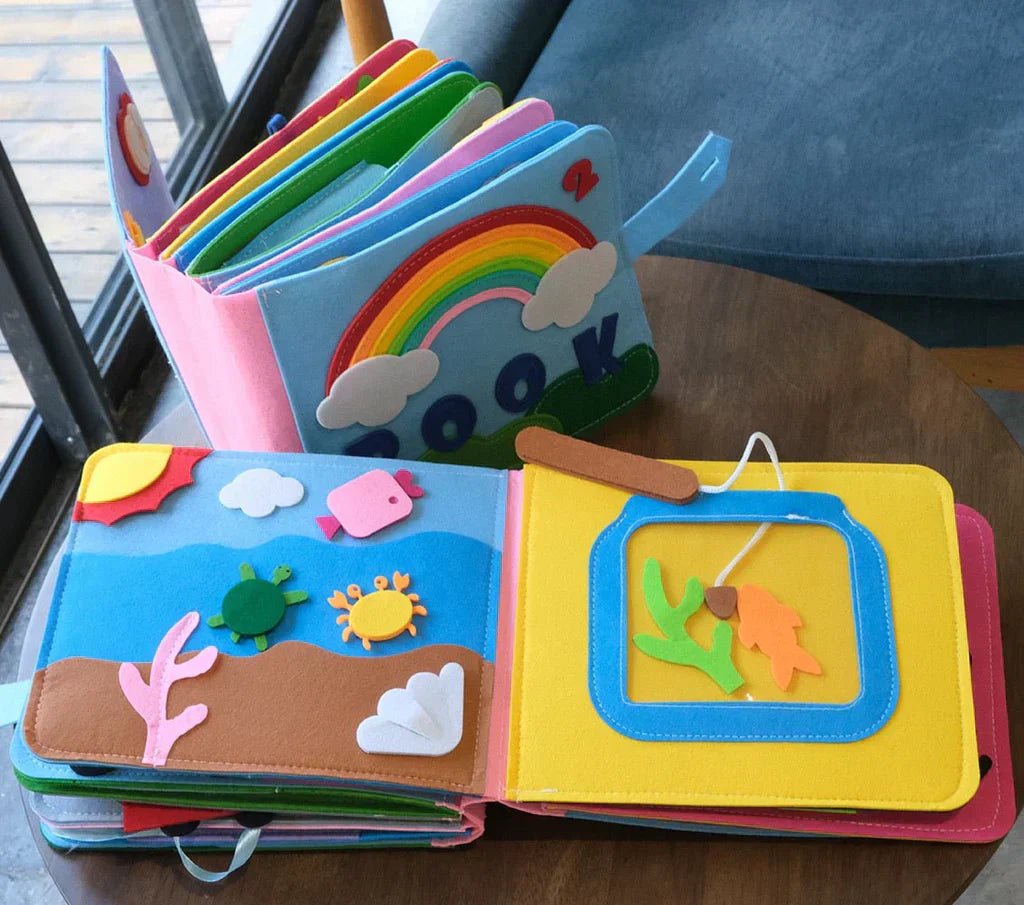 Montessori-aktivitetsbok med filt – interaktivt lärande och berättarkul för barn MILA Sverige