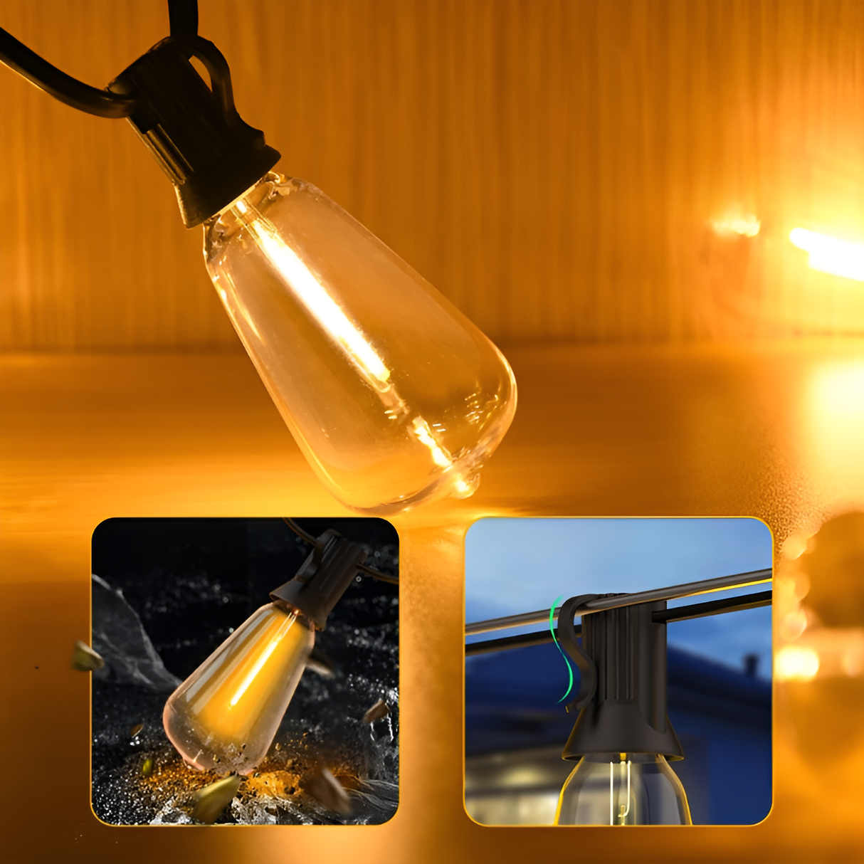 GlowFest String Lights - Varm och Mysig Vattentät Trädgårbelysning Carvallo