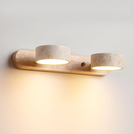 Vägglampa med natursten och träfinish Carvallo