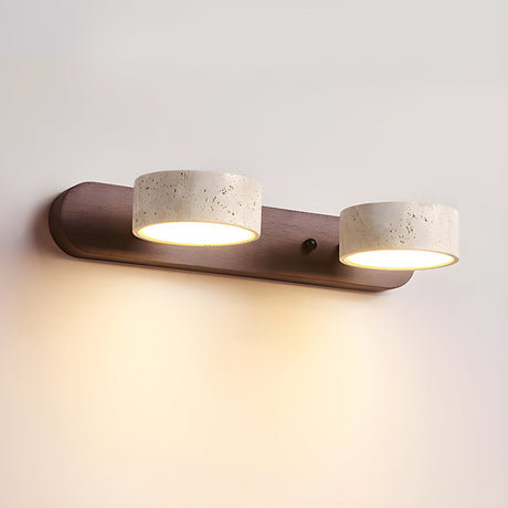Vägglampa med natursten och träfinish Carvallo