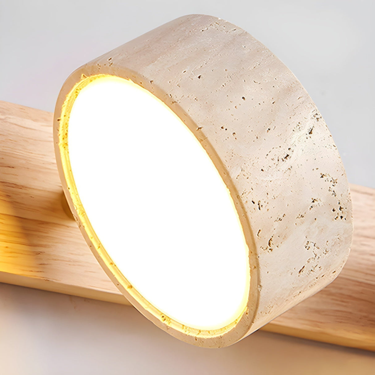 Vägglampa med natursten och träfinish Carvallo