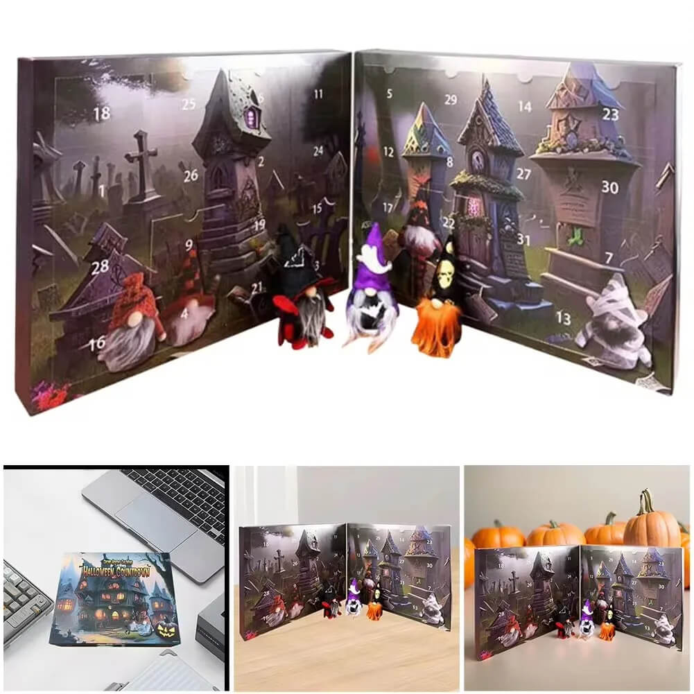 Jul Tomte & Halloween Adventskalender 2024 - Nedräkning med Samlarfigurer, Barnvänlig Hemdekoration och Nedräkningskalender-Adventskalender och Halloween kalender-BB-Hemnix