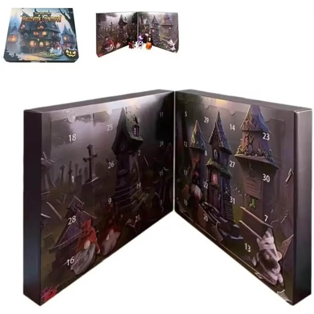 Jul Tomte & Halloween Adventskalender 2024 - Nedräkning med Samlarfigurer, Barnvänlig Hemdekoration och Nedräkningskalender-Adventskalender och Halloween kalender-BB-Hemnix