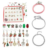 Lyxig Smyckes-Adventskalender för Barn – 24 Luckor med Armband och Berlocker för DIY Julsmycken-Adventskalender Jul-BB-Silver-Hemnix