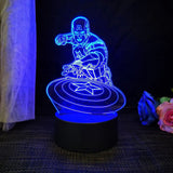 3D Superhjälte LED Nattlampa med Fjärrkontroll | 16 Färger & Touch – USB & Batteridriven Akryllampa för Barn & Gamingrum-Barn-BB-Kapten Amerika-Hemnix