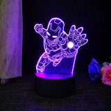 3D Superhjälte LED Nattlampa med Fjärrkontroll | 16 Färger & Touch – USB & Batteridriven Akryllampa för Barn & Gamingrum-Barn-BB-Iron Mannen-Hemnix