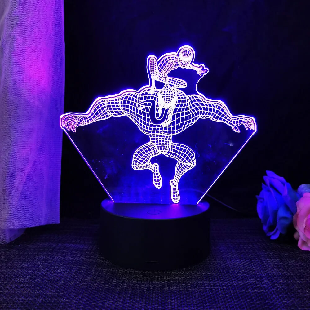 3D Superhjälte LED Nattlampa med Fjärrkontroll | 16 Färger & Touch – USB & Batteridriven Akryllampa för Barn & Gamingrum-Barn-BB-Venom-Hemnix