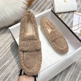 Lyxiga Mokasiner för Dam i Lammullsliknande Plysch – Halkfri Gummisula och Ultimat Komfort-Vinterskor-BB-Hemnix