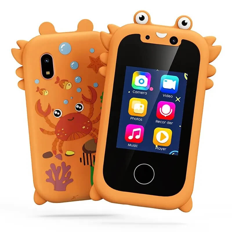 Barnvänlig Smarttelefon med HD-kamera, Musikspelare och Pekskärm – Lärande och Underhållning-Smartelefon Barn-BB-Orange-Hemnix