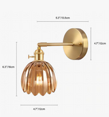 Vägglampa Vintage Glas Mässing Sconces Carvallo