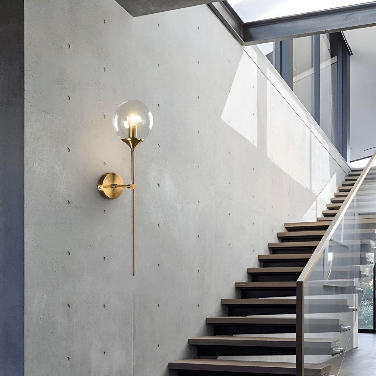 GlassGleam Lampa - Nordisk Guld Inomhus Glasboll Vägglampa Carvallo