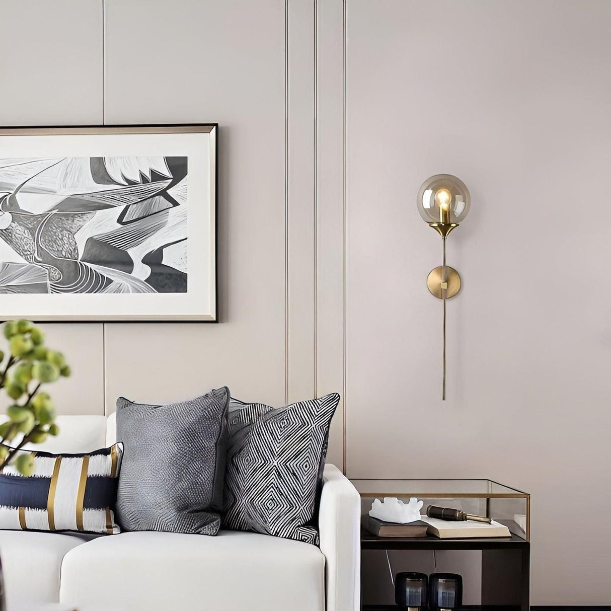 GlassGleam Lampa - Nordisk Guld Inomhus Glasboll Vägglampa Carvallo