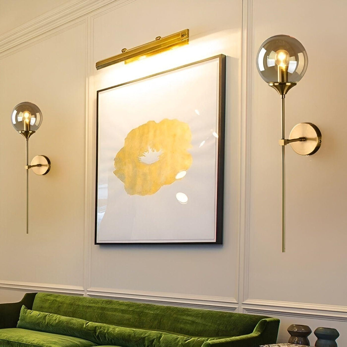 GlassGleam Lampa - Nordisk Guld Inomhus Glasboll Vägglampa Carvallo