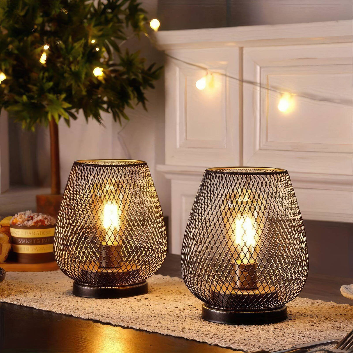 RusticMesh Bordslampa Set – Industriell Stil och Atmosfärisk Belysning Carvallo
