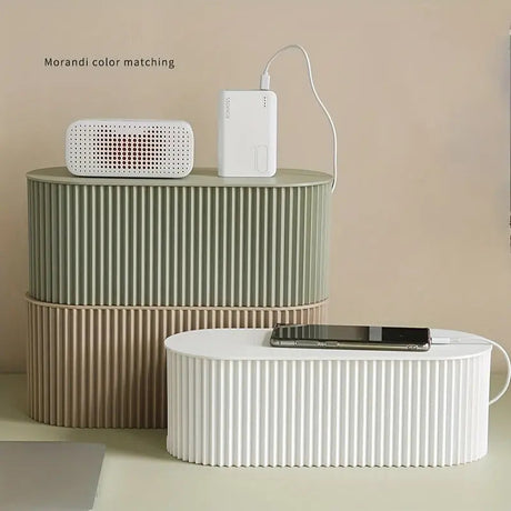 Carvallo Kabelbox Skrivbord Organizer | Kabelhantering & Förvaring | Vit | 30x11x13 cm Carvallo