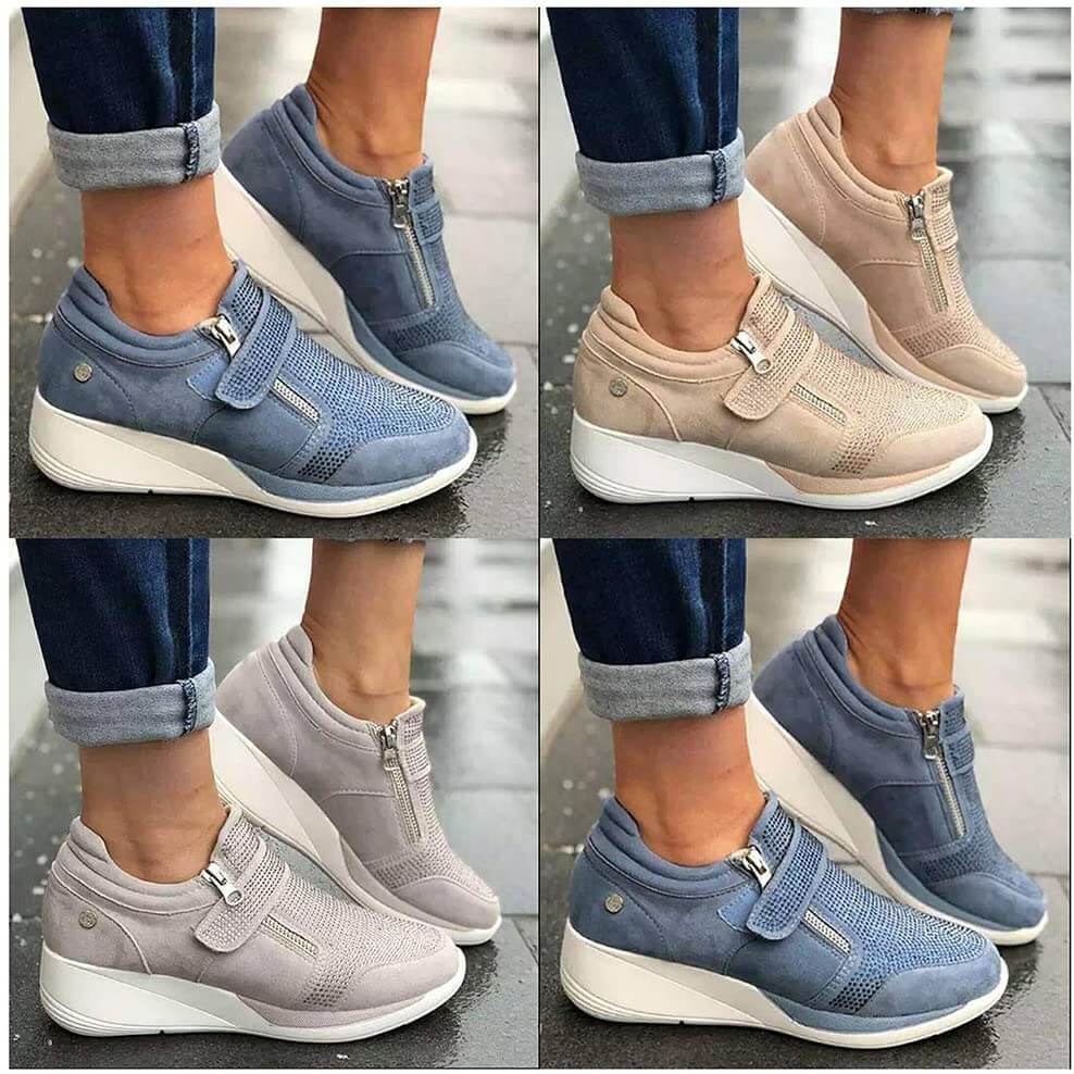 Kvinnor med dragkedja på plattformen Sneakers