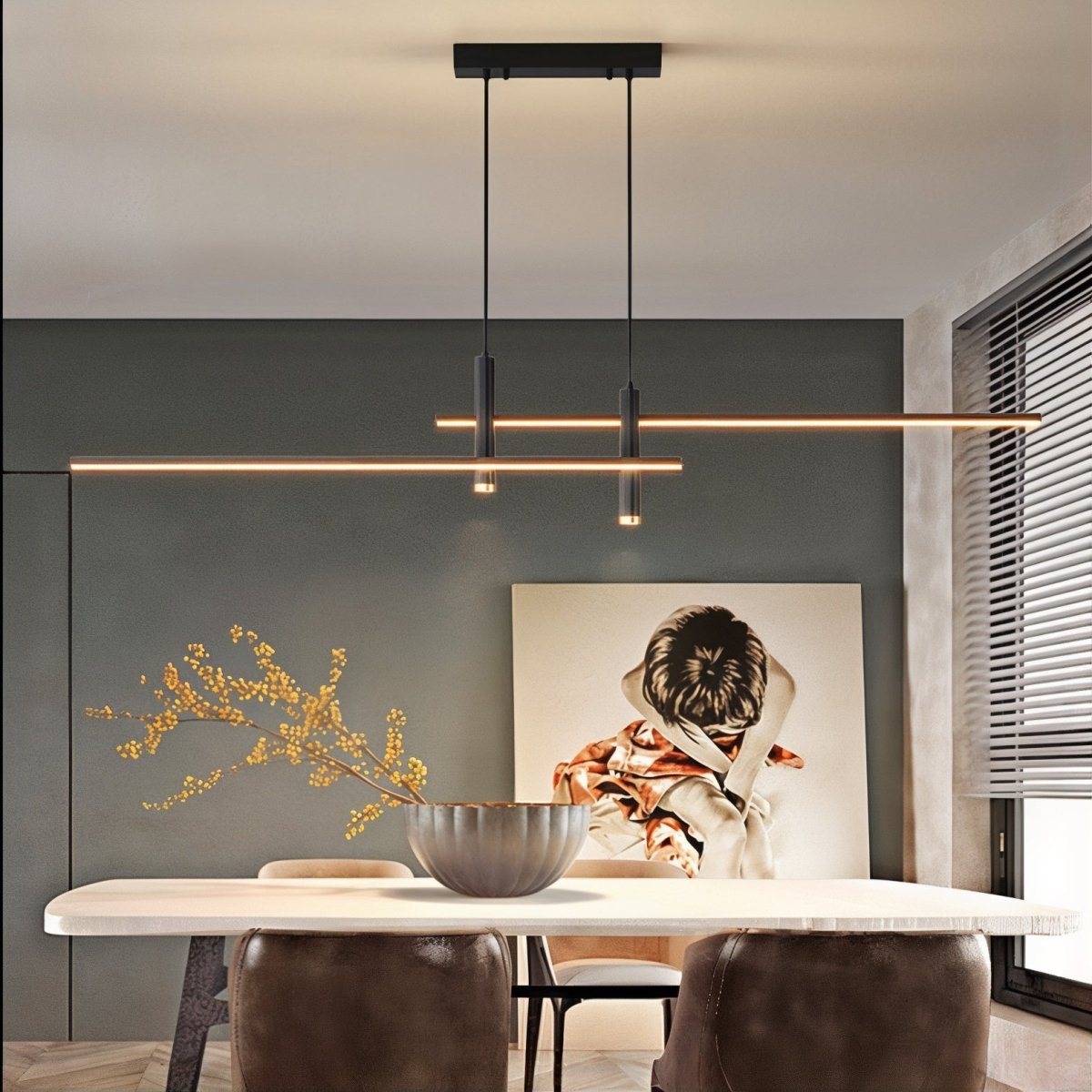 LumiLine – Modern LED Linear Taklampa med Justerbar Höjd och Dimmer Hemnix