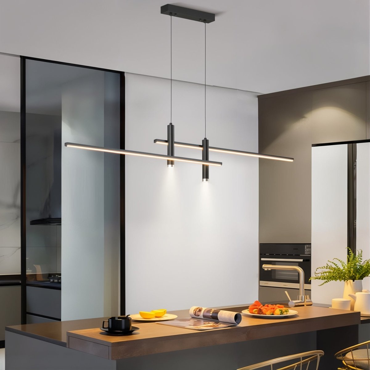 LumiLine – Modern LED Linear Taklampa med Justerbar Höjd och Dimmer Hemnix