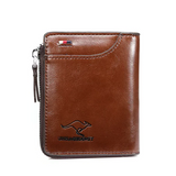 Royaleva Herrers RFID-blocker plånbok med dragkedja Multi kreditkortshållare khaki brun svart Carvallo