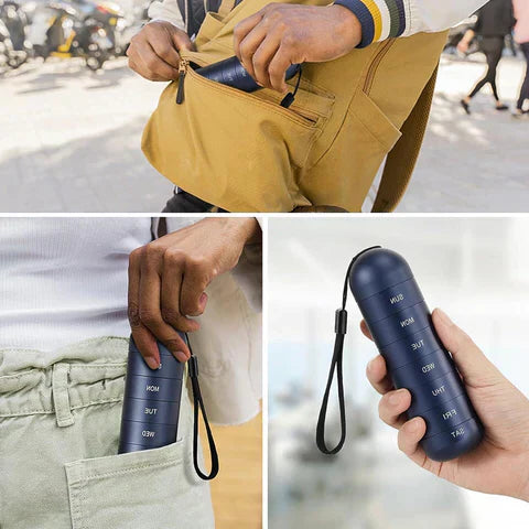 Luxora Aluminium 7 Dagar Bärbar Tablettorganisatör för Resa Carvallo