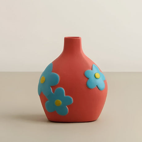 Målad blommig keramikvas för hemdekoration och blommor Carvallo