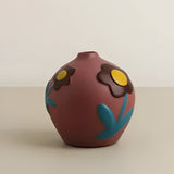 Målad blommig keramikvas för hemdekoration och blommor Carvallo