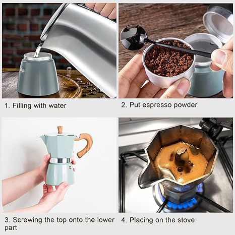 Carvallo Perkomio Espressokocher | Klassisk perkolator | För hemmet & på språng | 150 ml / 300 ml Carvallo