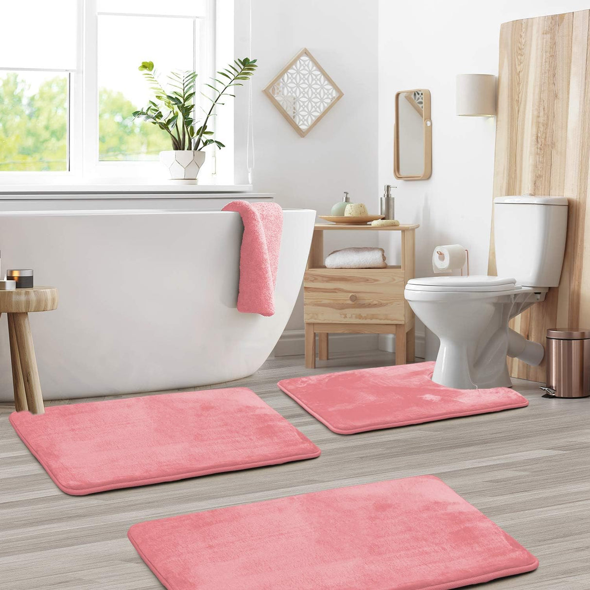 Ultra Soft Velvet Memory Foam Badmattsätt – 3PCS Lyxiga Badrumsmattor Carvallo