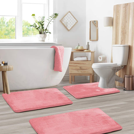 Ultra Soft Velvet Memory Foam Badmattsätt – 3PCS Lyxiga Badrumsmattor Carvallo