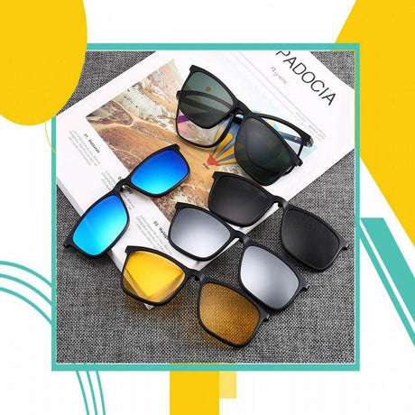 Magnetiska polariserade glasögon med clips-Accessories-Hemnix-1 ram 5 klämma 12345-Matt svart ram-Hemnix