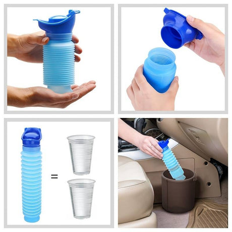 Carvallo Urinal FlexRelief | Teleskopisk & Fällbar | För Damer & Barn | 750 ml Kapacitet Carvallo