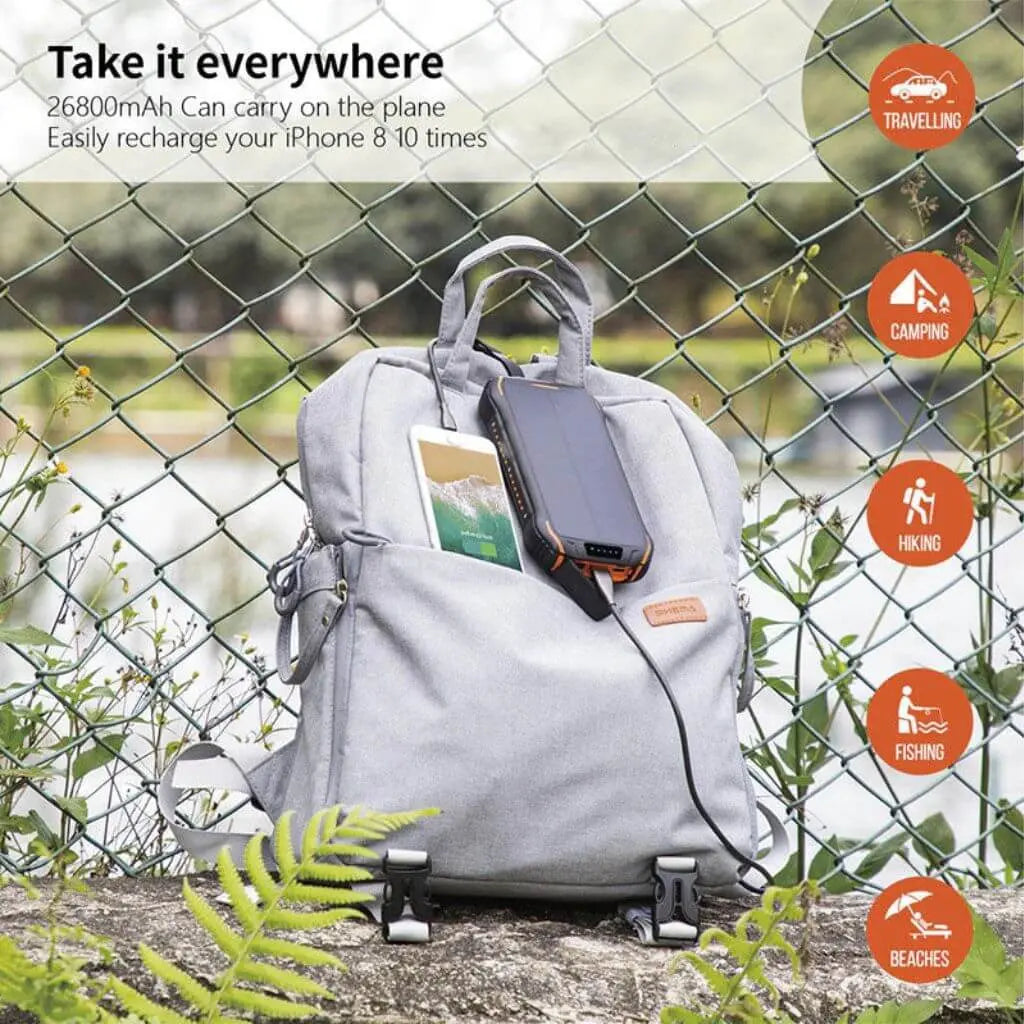 Powerbank Solar Snabbladdning Utomhus Vattentät Carvallo