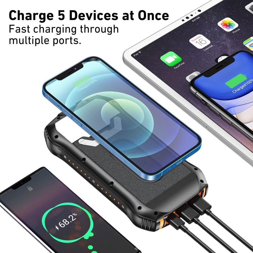 Powerbank Solar Snabbladdning Utomhus Vattentät Carvallo