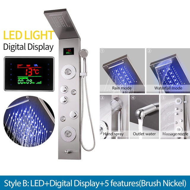 AquaSteel - Modern väggmonterad duschpanel i rostfritt stål MILA Sverige