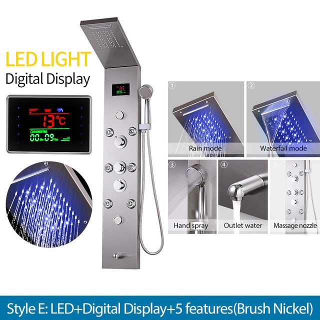 AquaSteel - Modern väggmonterad duschpanel i rostfritt stål MILA Sverige