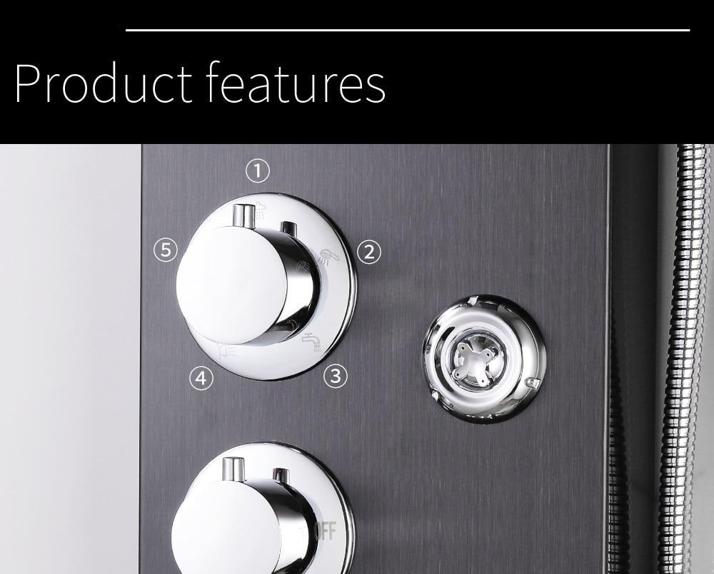 AquaSteel - Modern väggmonterad duschpanel i rostfritt stål MILA Sverige