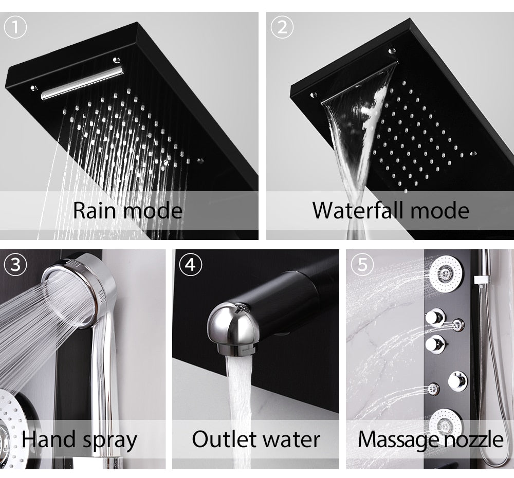 AquaSteel - Modern väggmonterad duschpanel i rostfritt stål MILA Sverige