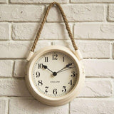 RusticTick - Vintage väggklocka med rustik repupphängning för lantlig charm Carvallo
