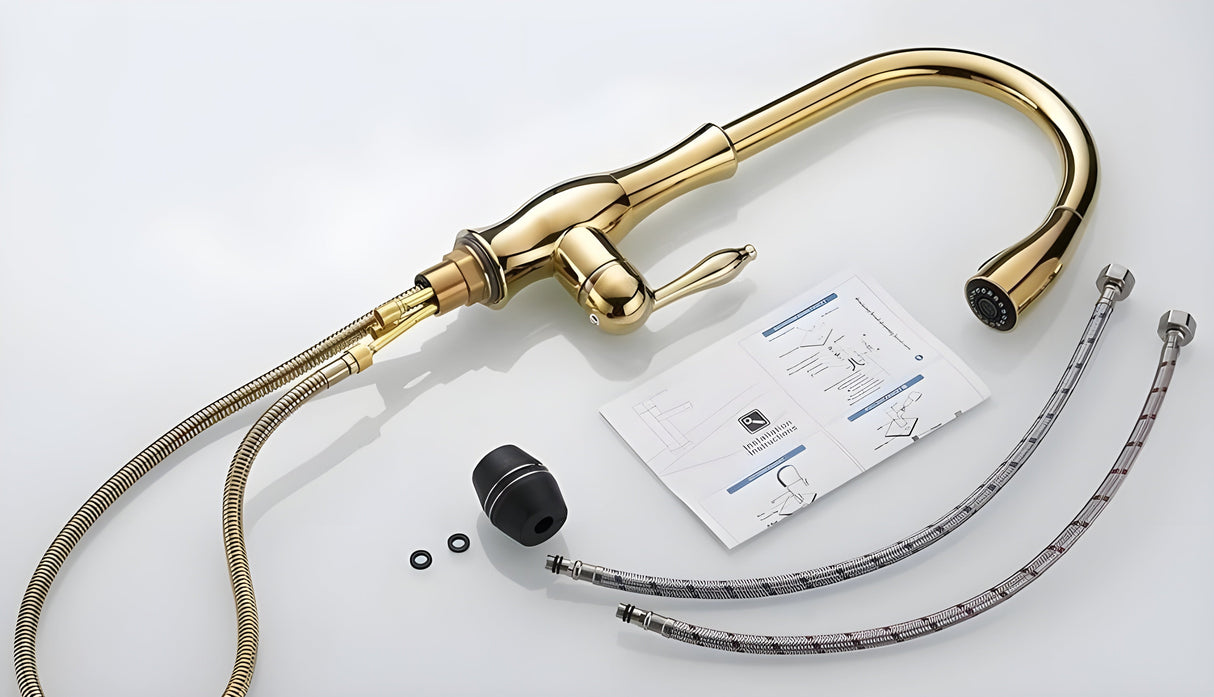 Köksblandare med utdragbar duschhuvud – 360° roterbar | Ideal för diskho och disk Carvallo