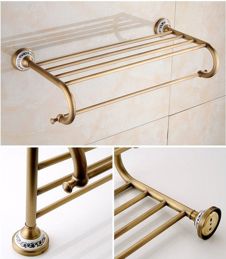 Royaleva Antik Brons Badaccessoarer – Vintage Koppar med Keramiska Accenter Carvallo