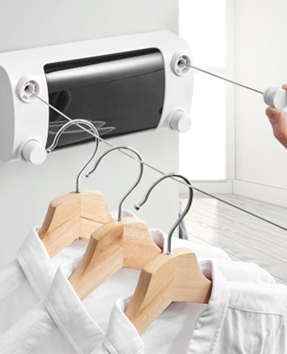 Carvallo tvättlina | Utsträckbar upp till 4,2 m | Montering utan borr | Rostfritt stål – Platsbesparande & Robust Carvallo