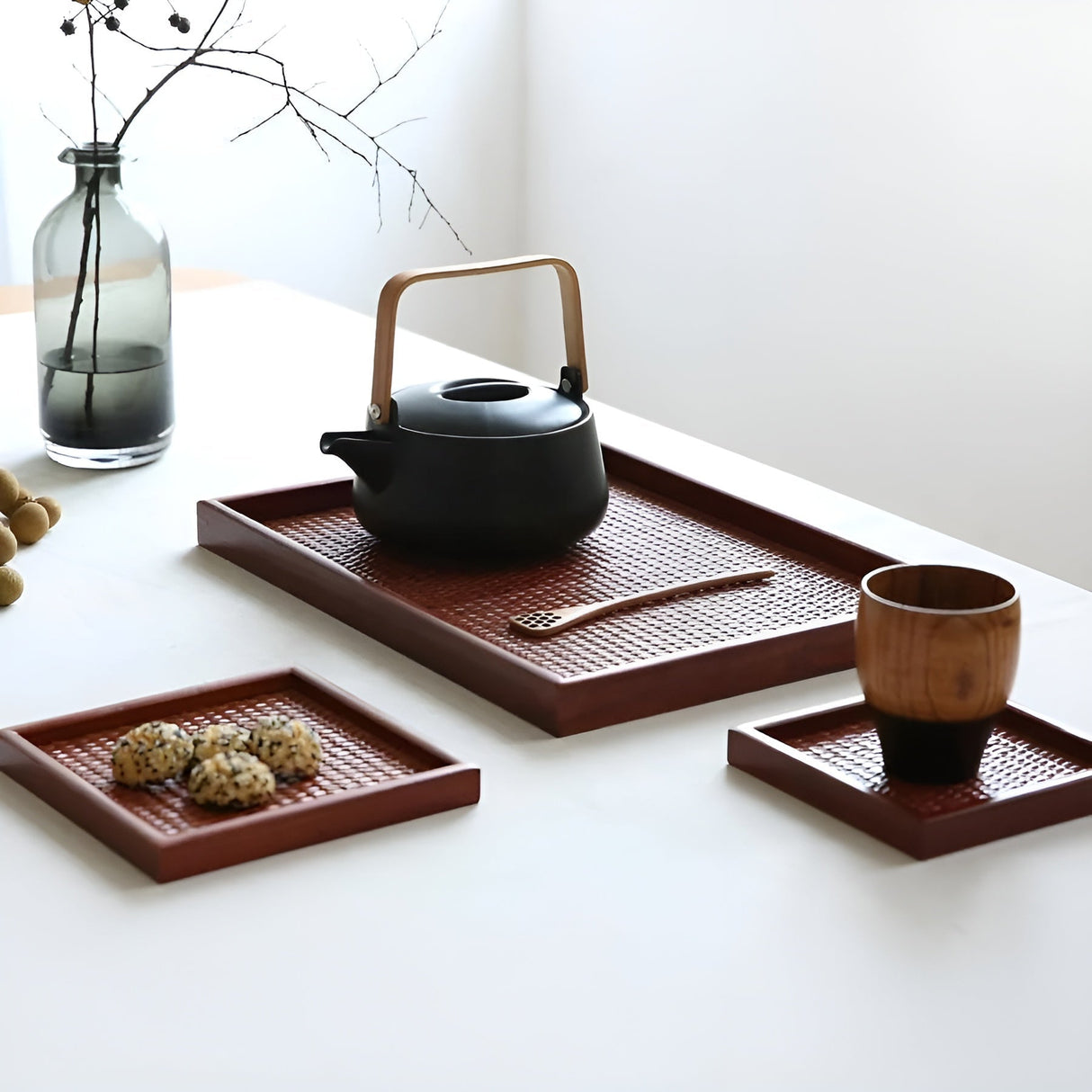 Wooden serving tray – Japansk stil | Perfekt för att servera te ceremonier Carvallo