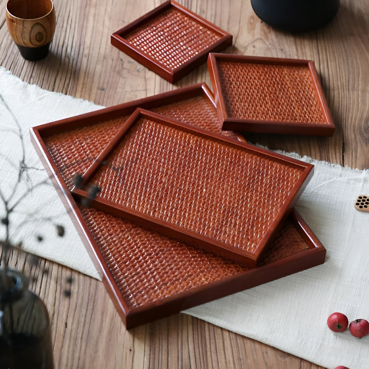 Wooden serving tray – Japansk stil | Perfekt för att servera te ceremonier Carvallo