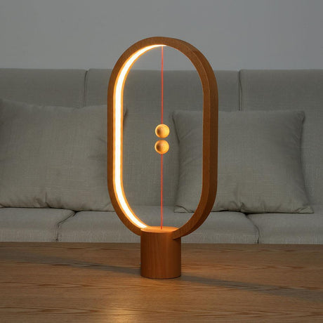 Bordslampa trä LED oval modern design Carvallo