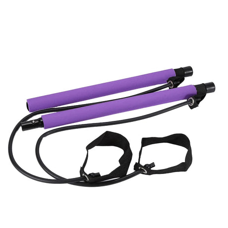 Pilates- och Yogastång med motståndsband-Hemnix-Lila-Hemnix