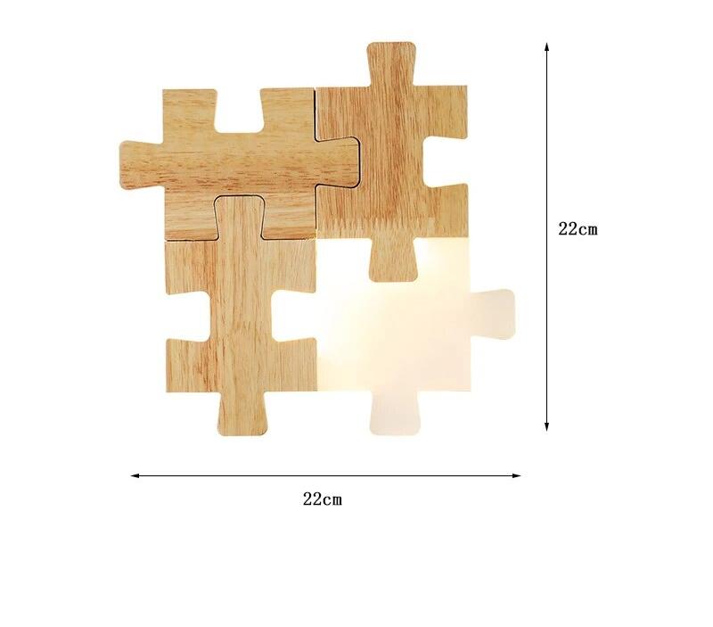 PuzzleGlow - Trä Pussel Vägglampa LED – Kreativ Barnrum- och Vardagsrumsbelysning Carvallo