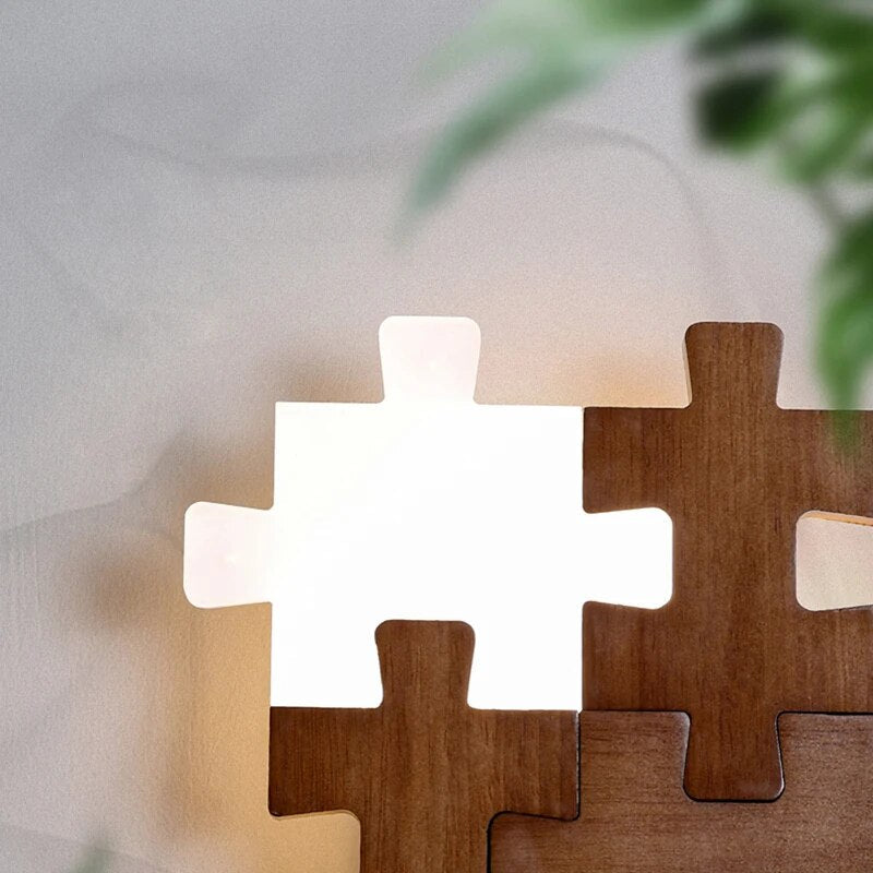 PuzzleGlow - Trä Pussel Vägglampa LED – Kreativ Barnrum- och Vardagsrumsbelysning Carvallo