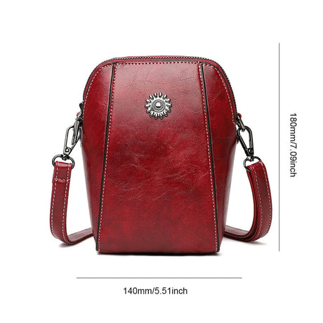 Vintage Crossbody Läderväska för Kvinnor - Justerbar Axelrem, Kompakt Design och Elegant Stil-Handväska-BB-Röd-Hemnix