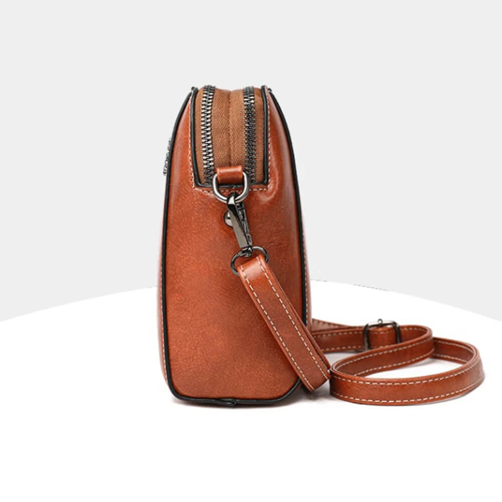 Vintage Crossbody Läderväska för Kvinnor - Justerbar Axelrem, Kompakt Design och Elegant Stil-Handväska-BB-Hemnix